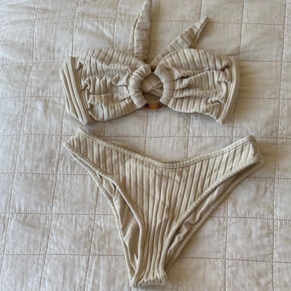 Montce Cream Ribbed Bikini Set - Picture 1 of 1